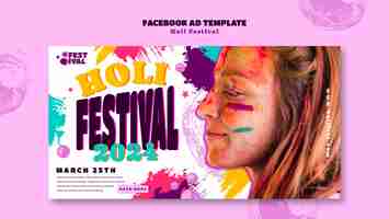 PSD gratuito modello facebook per la celebrazione del festival holi