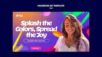 Free PSD holi festival celebration facebook template