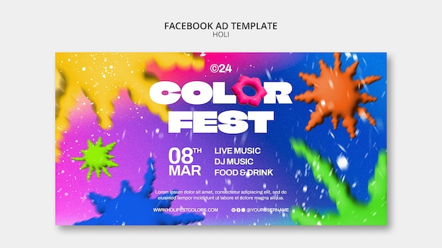 Free PSD holi festival celebration facebook template