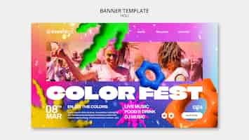 Free PSD holi festival celebration landing page