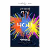 PSD gratuito modello di poster per la celebrazione del festival di holi