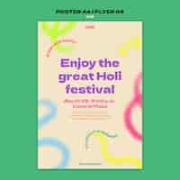 Бесплатный PSD Шаблон плаката празднования фестиваля холи