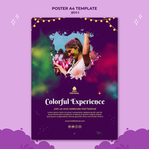 Holi festival poster or flyer template