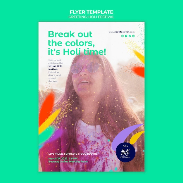 Free PSD holi festival print template