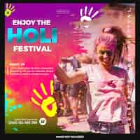 PSD gratuito holi festival social media post template design