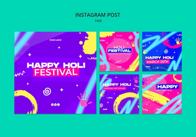 PSD gratuito progettazione del modello del festival holi