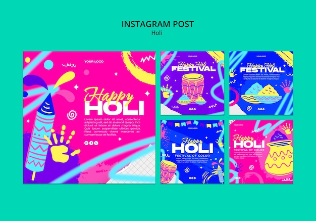 PSD gratuito progettazione del modello del festival holi