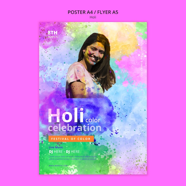 PSD gratuito progettazione del modello del festival holi