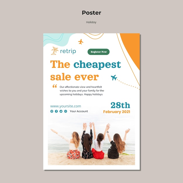 무료 PSD 휴일 가장 저렴한 판매 포스터 템플릿