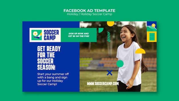 無料PSD ホリデーサッカーキャンプfacebookテンプレート