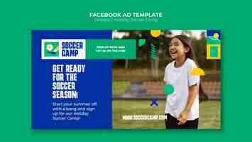 Free PSD holiday soccer camp facebook template