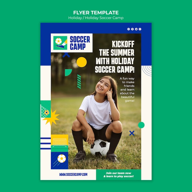 Free PSD holiday soccer camp flyer template