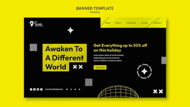 Free PSD holiday travel template design