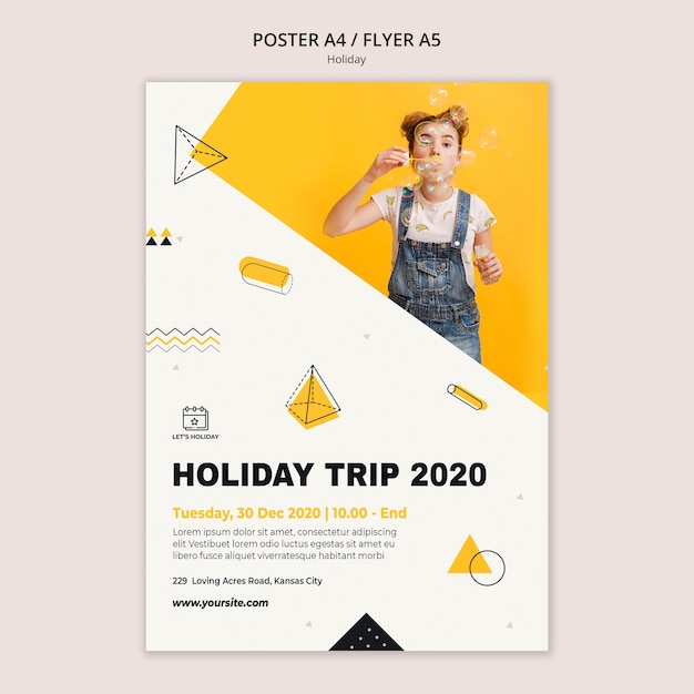 Шаблон плаката праздничной поездки 2020