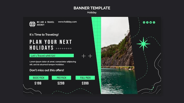 Free PSD holidays banner template with photo