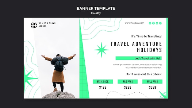 Free PSD holidays banner template with photo