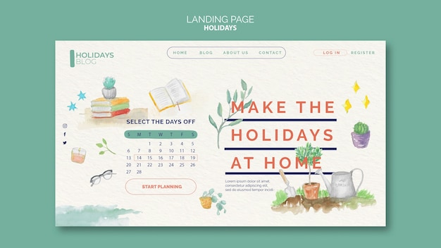 Holidays at home with family landing page template