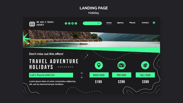 Holidays landing page template with photo