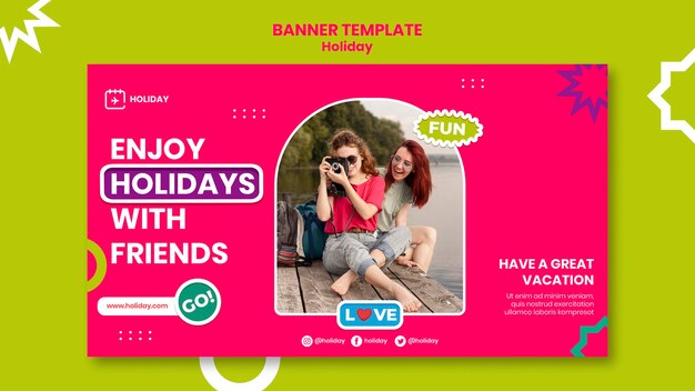 Holidays with friends banner template