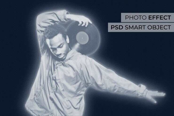 Free PSD hologram photo effect