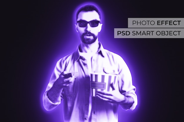 PSD gratuito effetto foto ologramma