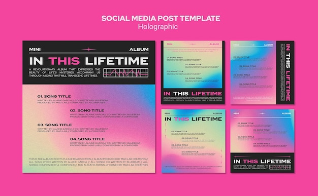 Holographic design social media post template