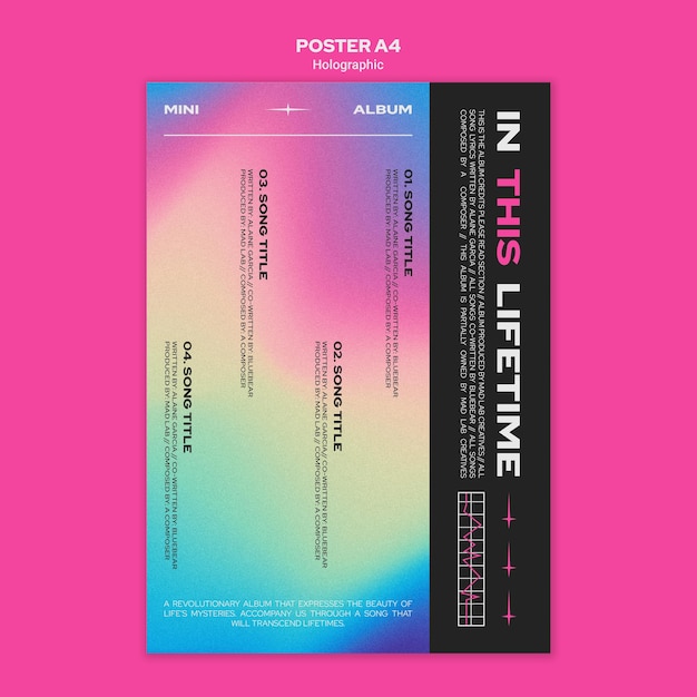 Free PSD holographic design template poster