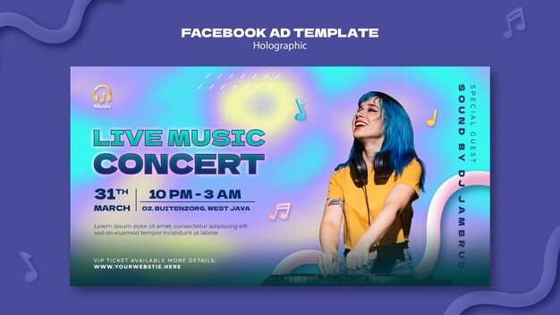 Шаблон facebook с голографическим эффектом