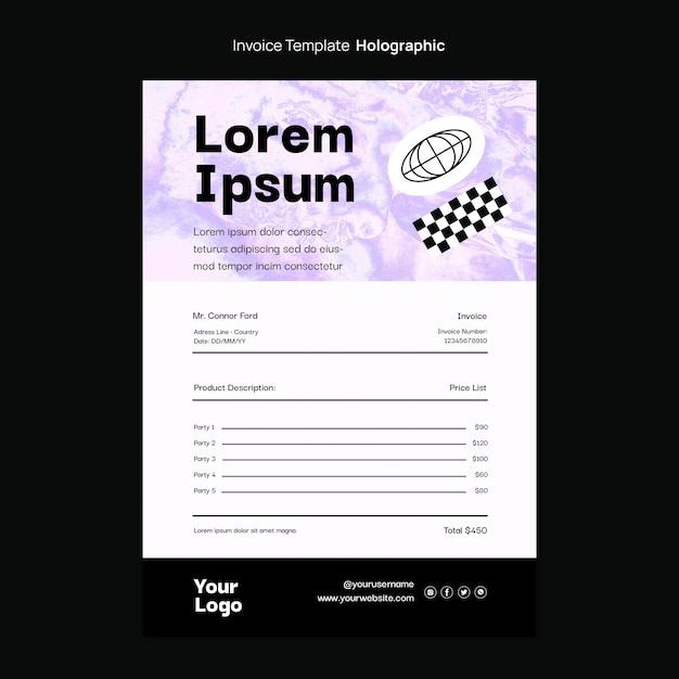 Holographic effect  invoice template