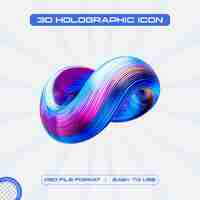 Free PSD holographic glass torus 3d render illustration