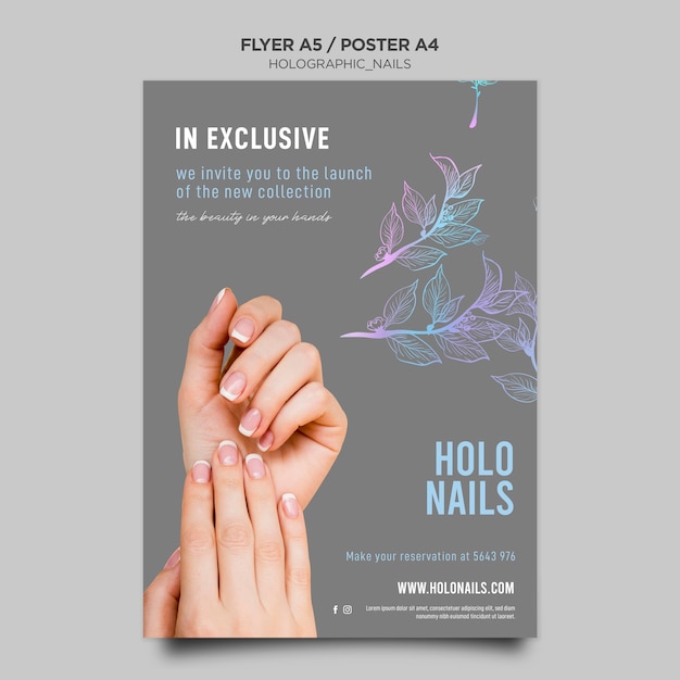 Holographic nails poster template