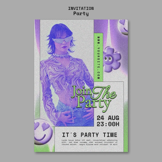 Free PSD holographic party  template design