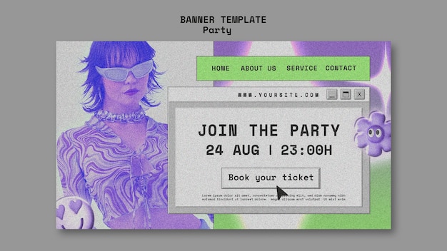 Free PSD holographic party  template design