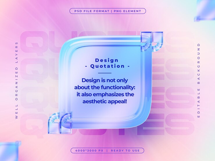 Free PSD holographic quote text social media banner design template