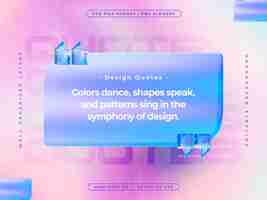 Free PSD holographic quote text social media banner design template