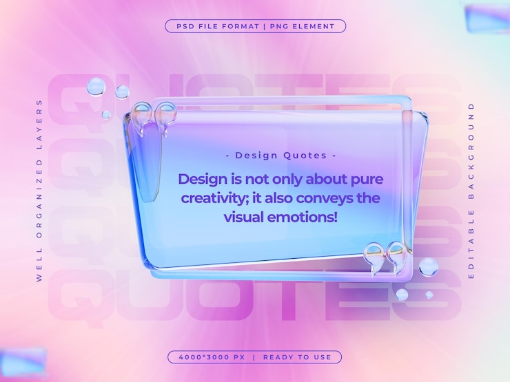 Free PSD holographic quote text social media banner design template