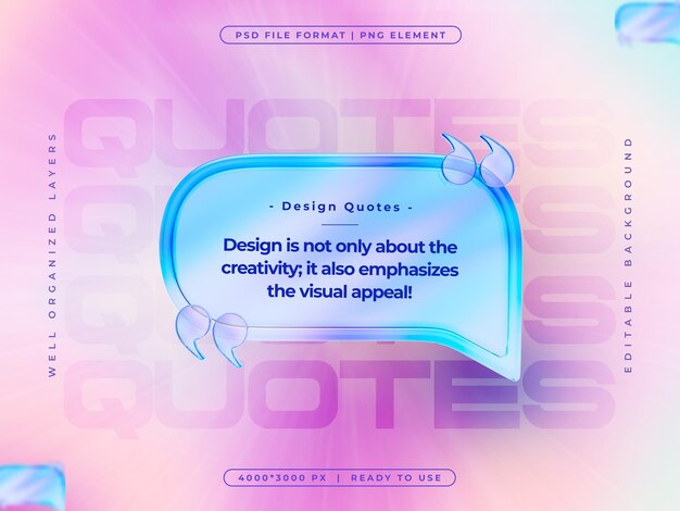 Free PSD holographic quote text social media banner design template