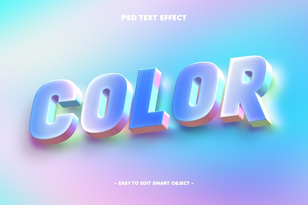 Free PSD holographic style color editable text effect