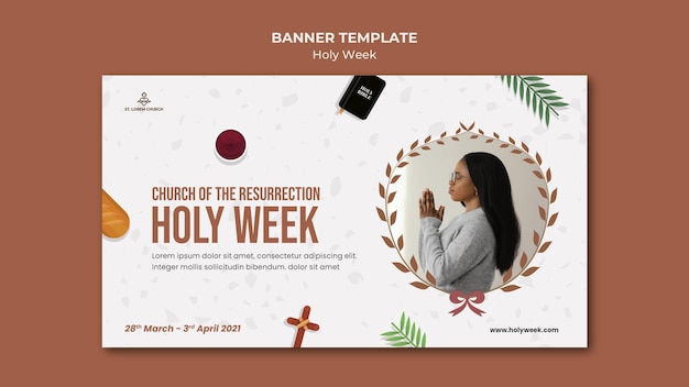 Free PSD holy week banner with photo