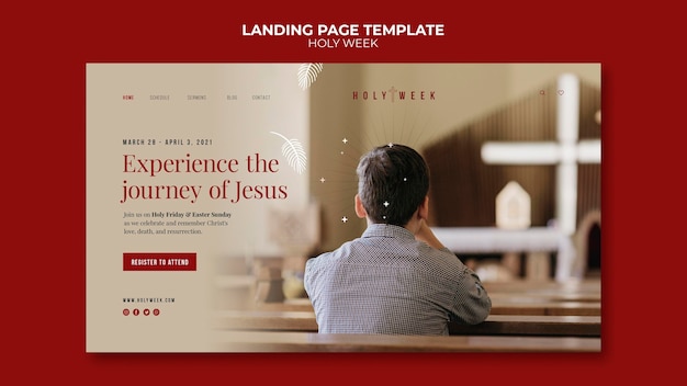 Holy week landing page template with photo