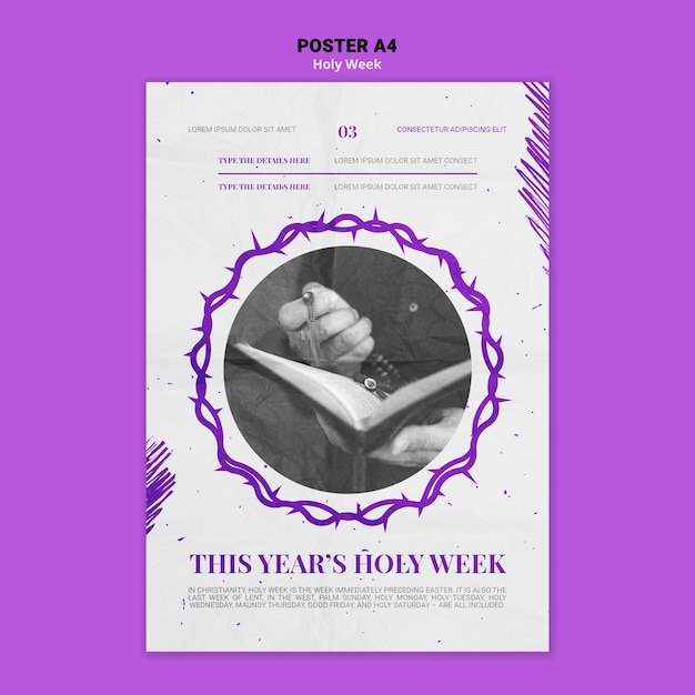 Free PSD holy week print template with photo