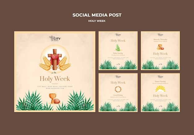 PSD gratuito post sui social media della settimana santa