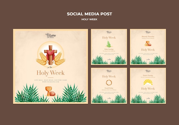 無料PSD 聖週間のソーシャルメディアの投稿