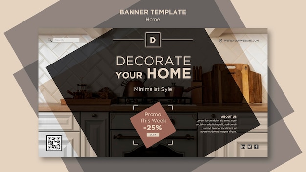 PSD gratuito modello di banner di vendita home deco