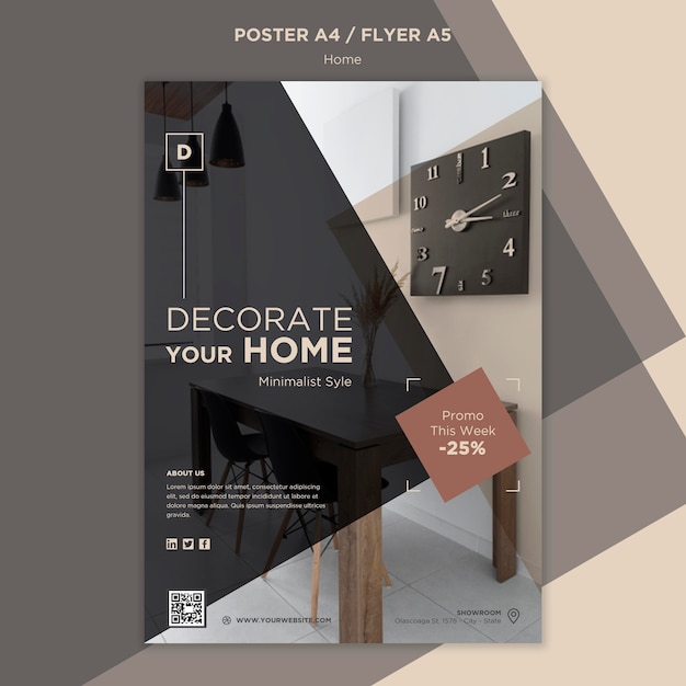 Бесплатный PSD Шаблон распечатки продаж home deco