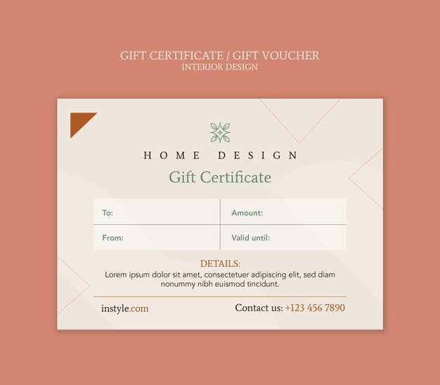 home design gift certificate template