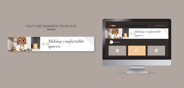 PSD gratuito banner di progettazione per la casa youtube