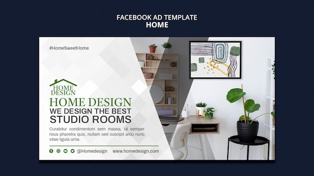 PSD gratuito modello di facebook per l'interior design della casa