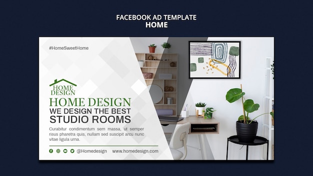 Home interior design facebook template