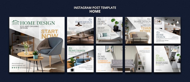 Бесплатный PSD Дизайн домашнего интерьера посты в instagram